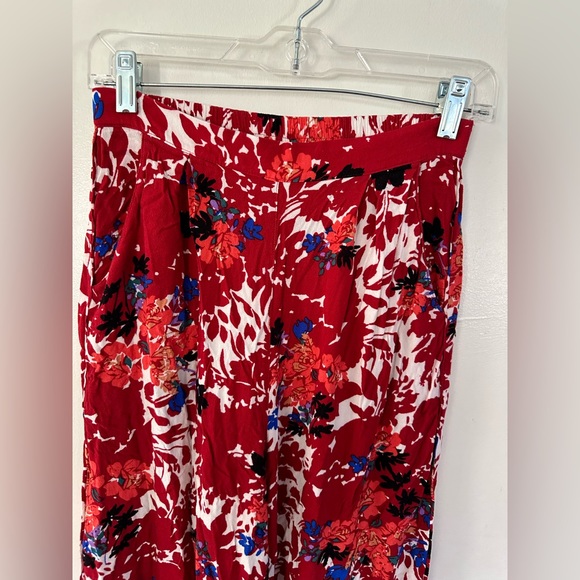 Free people bohemian Late Night Red Floral Print Wide-Leg Pants size XS - Picture 10 of 16